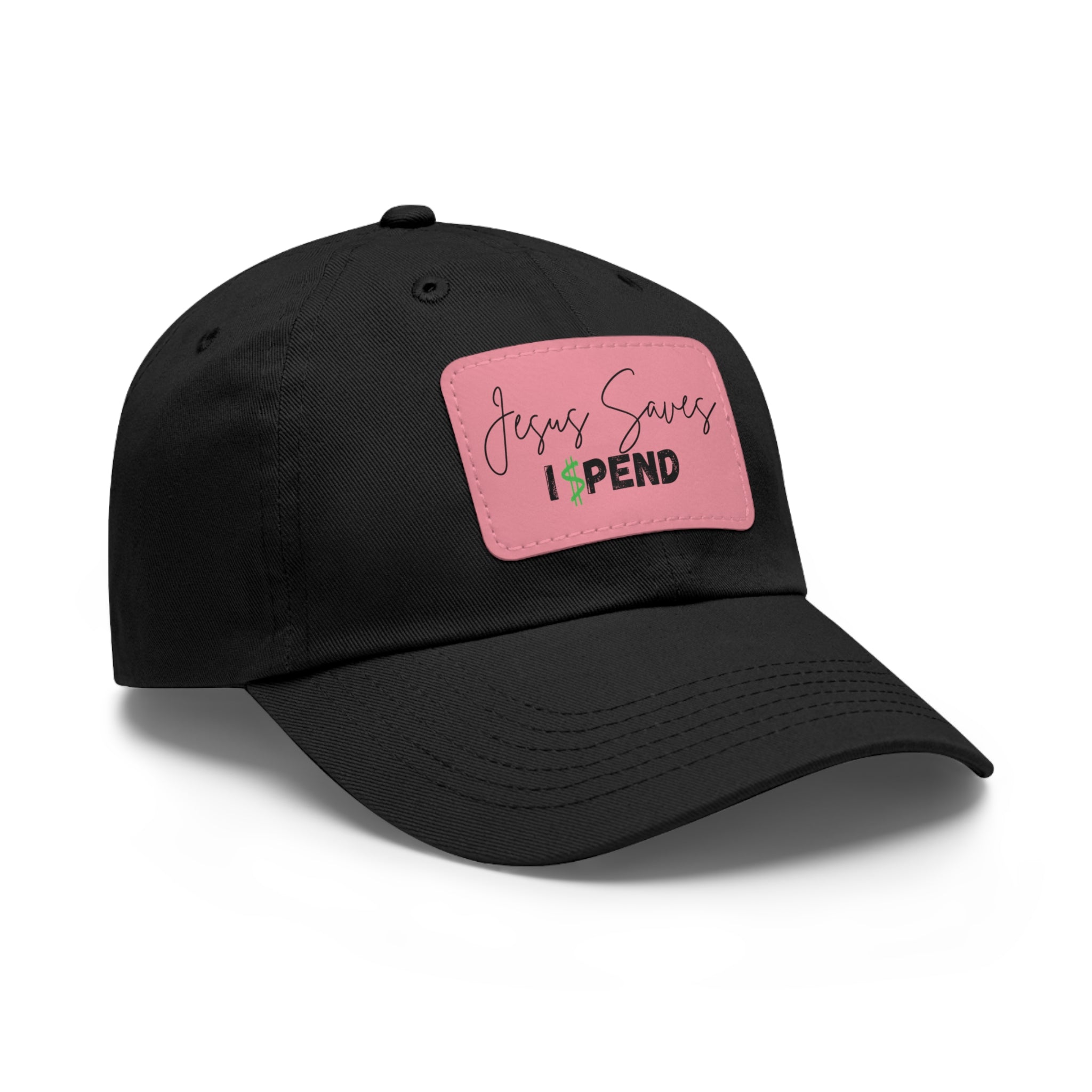 Leather Patch Hat - Jesus Saves I Spend