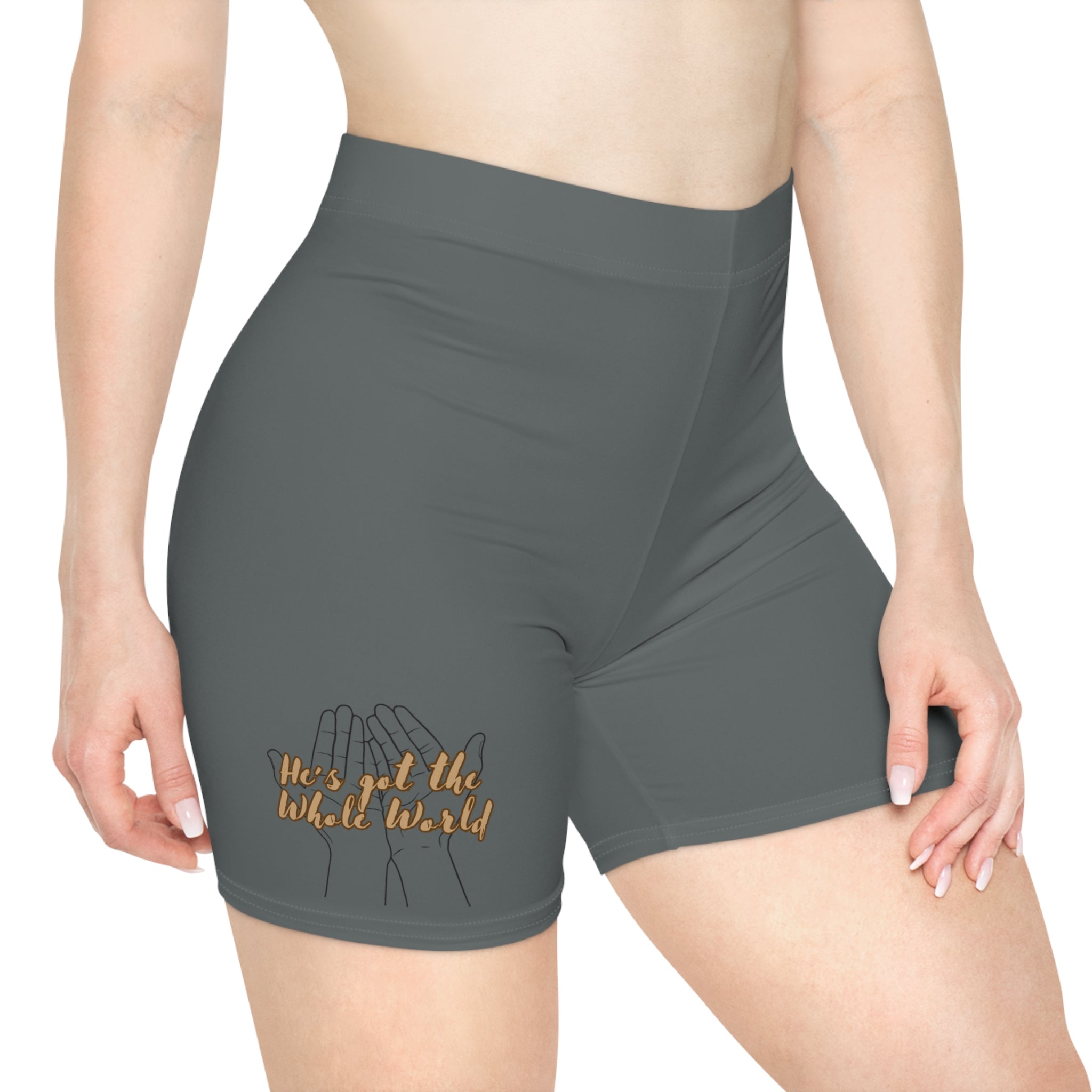 Women's Biker Shorts - He's Got The Whole World